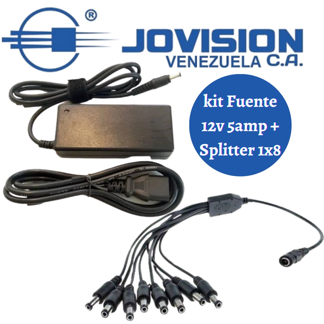 Fuente  Transformador Kit  12V 5amp + Cable Spliter 1X8