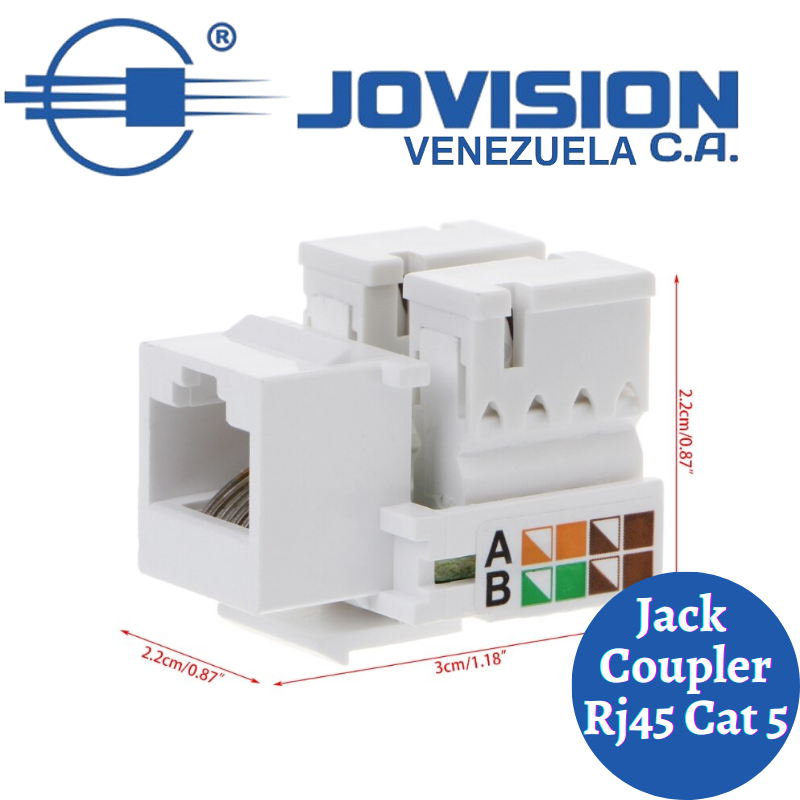 Conector Jack Coupler Keystone Rj45 Hembra Cat 5e Para Cable Red-Face Plate