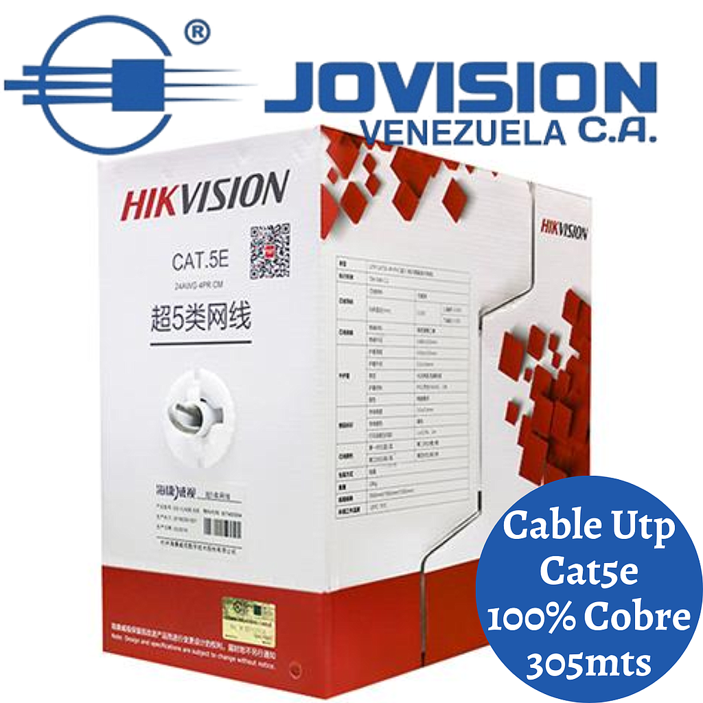 Cable Utp Cat 5e 100% Cobre Certificado 305 Mts. Marca Hivision Cctv Redes