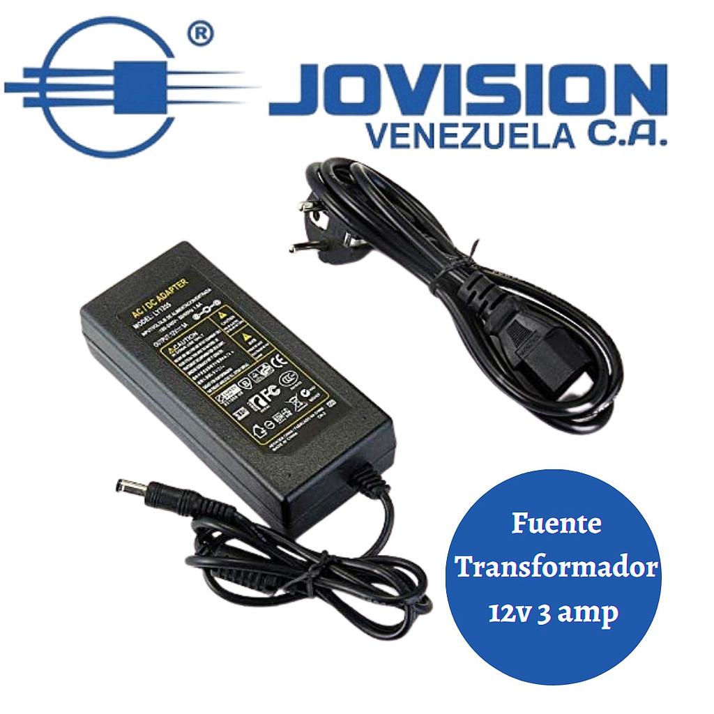 Fuente Transformador Cargador 12 volt 3 Amp. Dvr -CCTV-Cintas Led