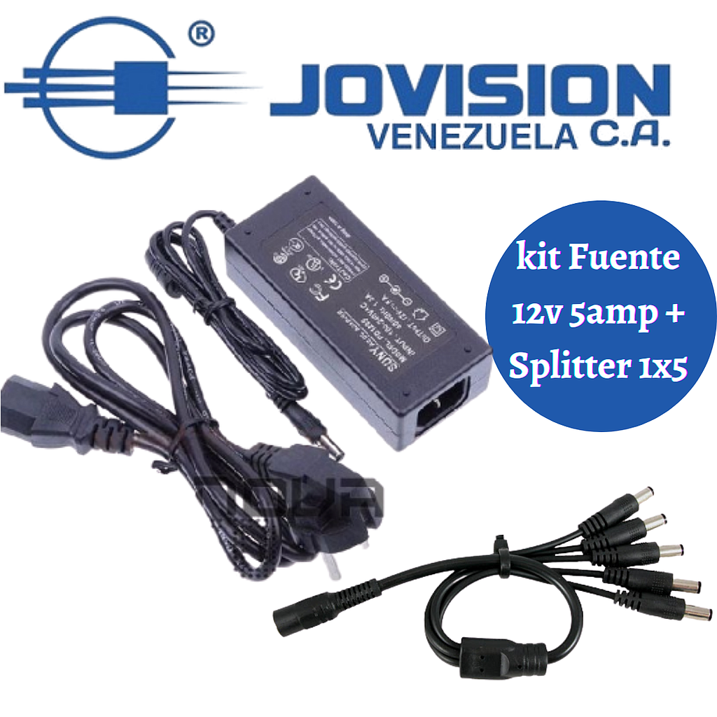 Kit Fuente Transformador 12V 5Amp + Cable Pulpo Splitter 1x5