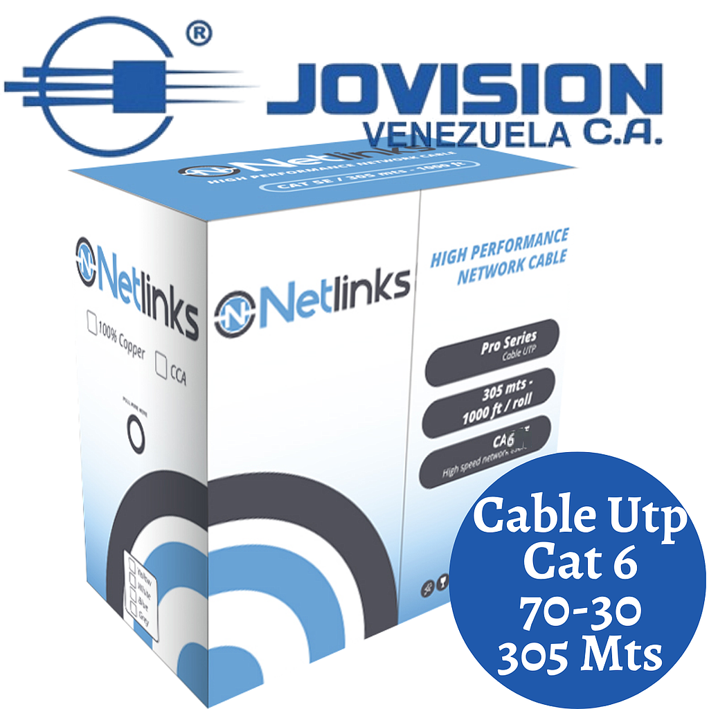 Cable Utp Cat6 70-30 Indoor 305mts Cat 6 Netlinks Certificado