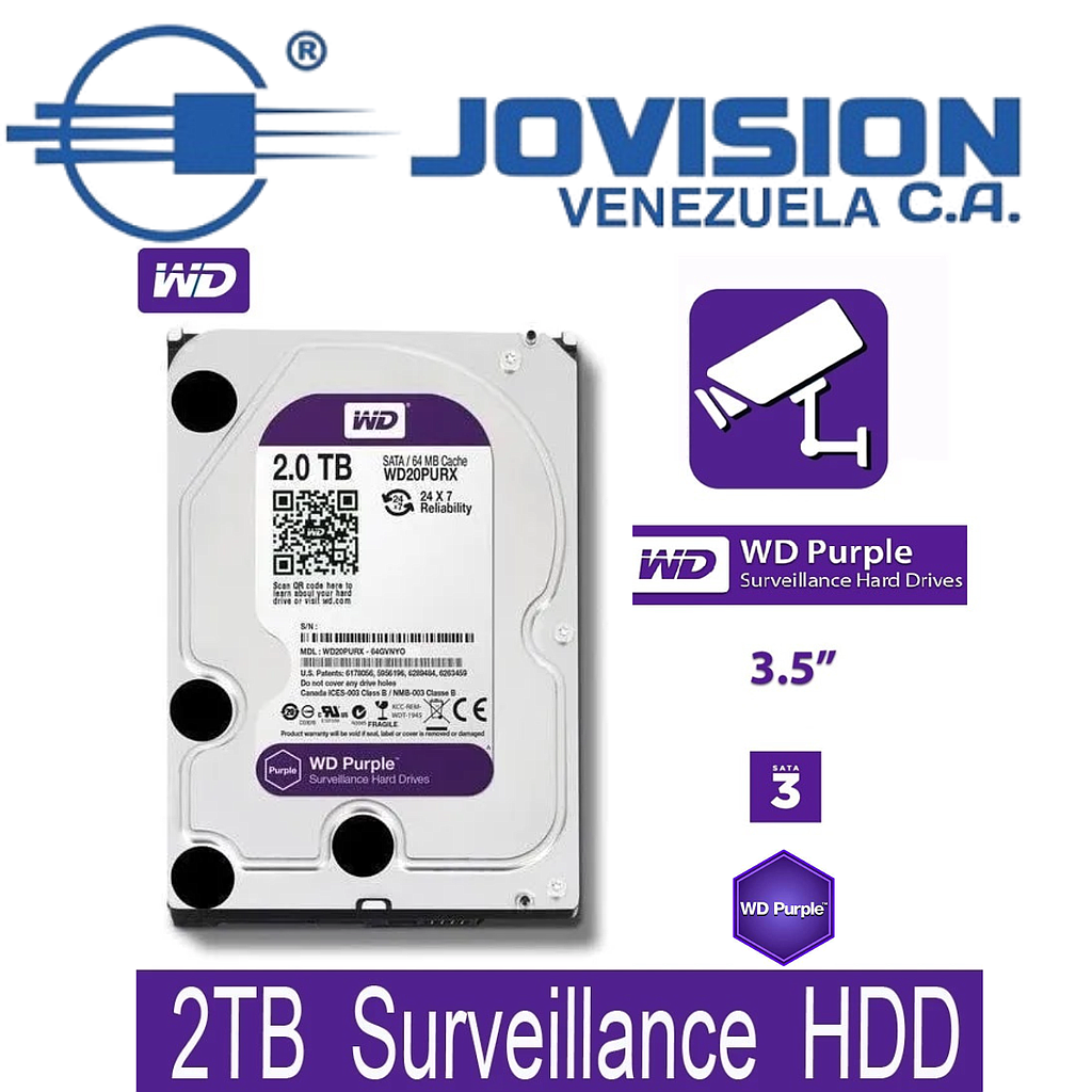 Disco Duro Western Digital 2TB Purple 3.5 64mb Sata New Especial Dvr Cctv Video Vigilancia- Sellados Nuevos
