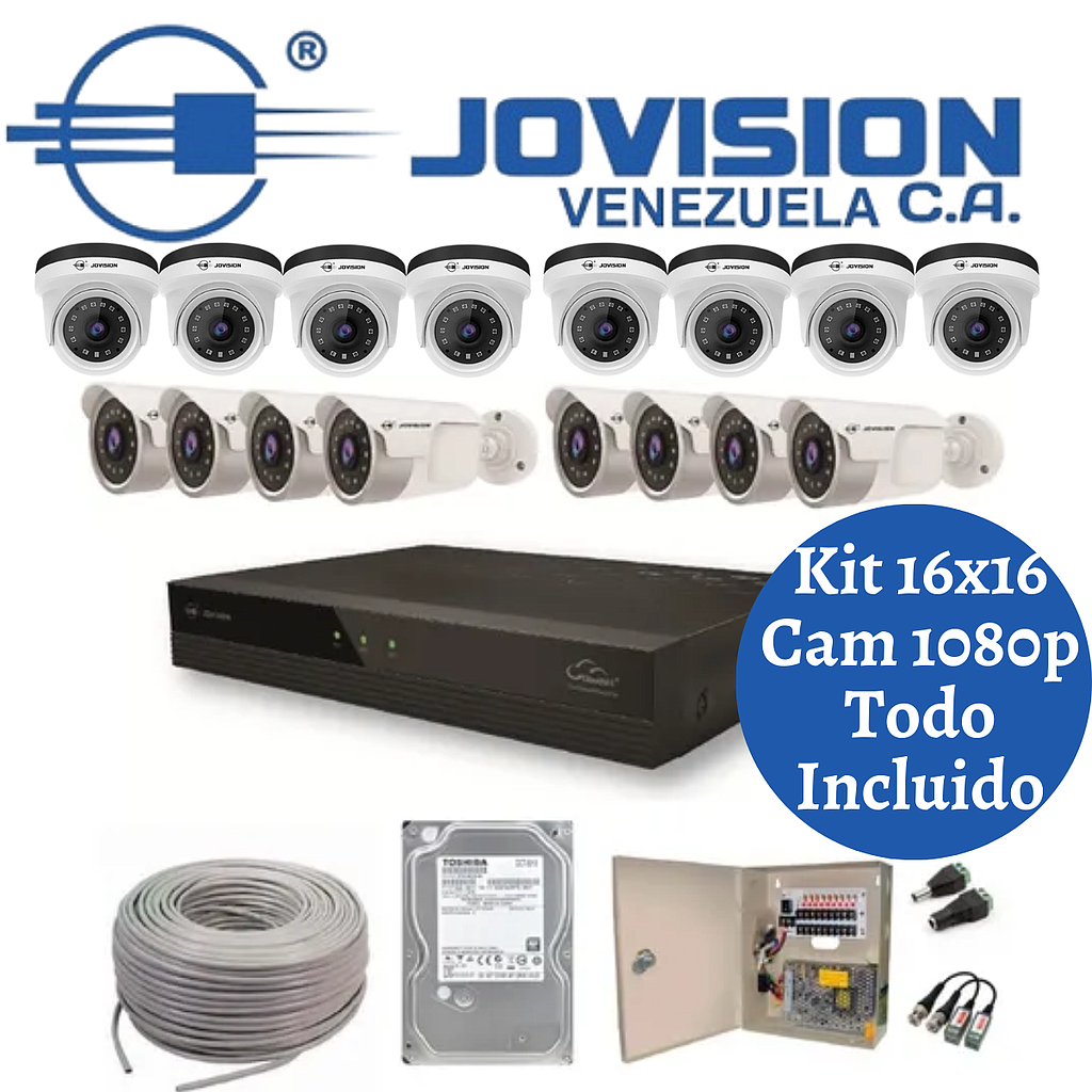 Kit Camaras De Seguridad Jovision 1080p Hd Todo Incluido 16x16