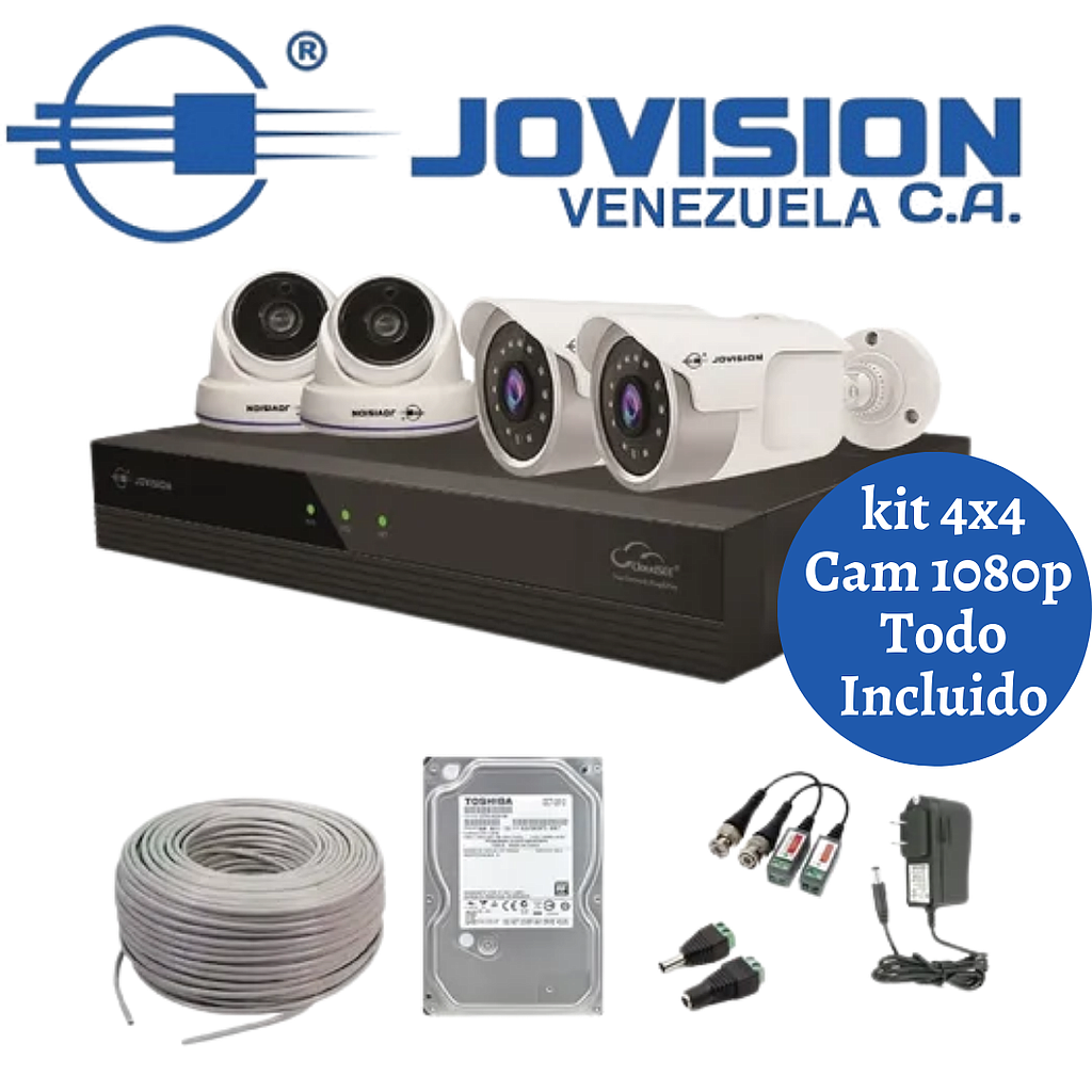 Kit Camaras De Seguridad Jovision 1080p Full Hd Todo Incluido 4x4